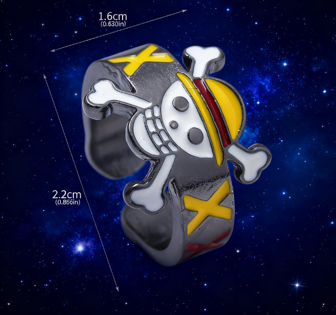 Anime peripheral skeleton pirate ship flag jewelry ring