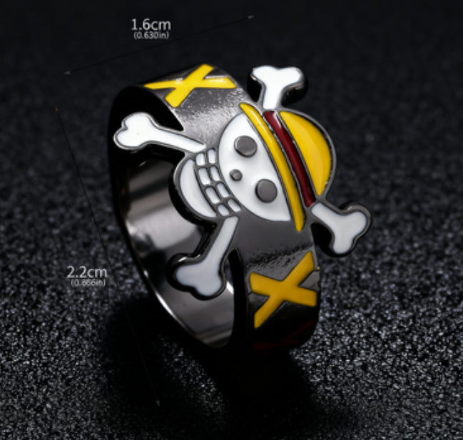 Anime peripheral skeleton pirate ship flag jewelry ring