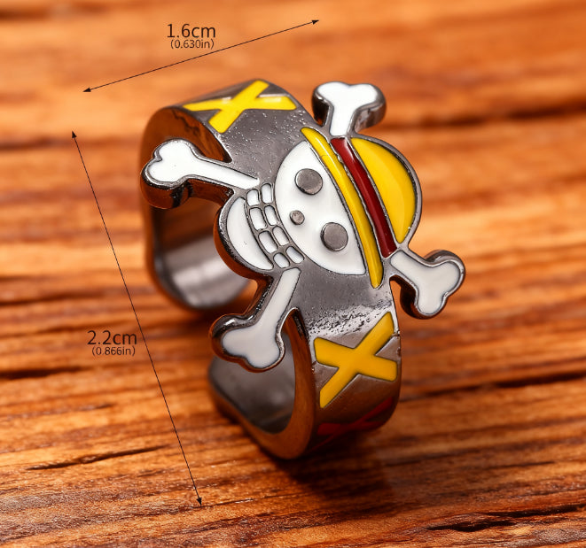 Anime peripheral skeleton pirate ship flag jewelry ring