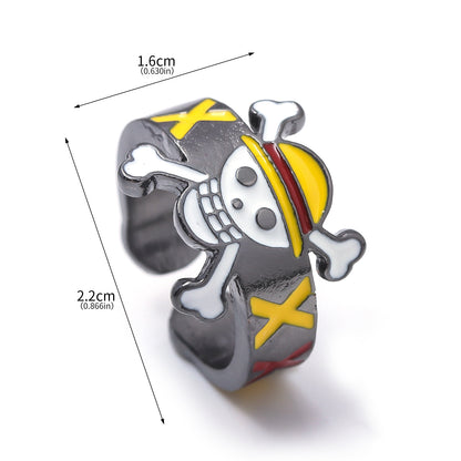 Anime peripheral skeleton pirate ship flag jewelry ring
