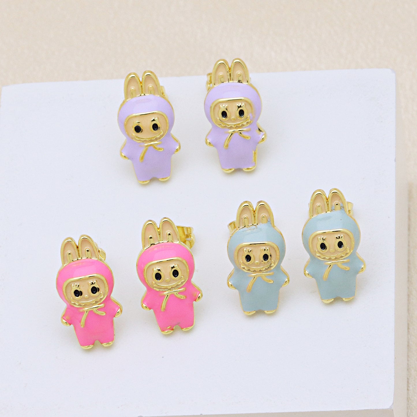 Drip oil colored cute cartoon character personality simple and versatile ear studs earrings