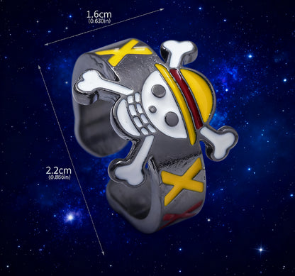 Anime peripheral skeleton pirate ship flag jewelry ring