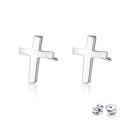 S925 sterling silver earrings fashionable earrings for women smooth cross earrings